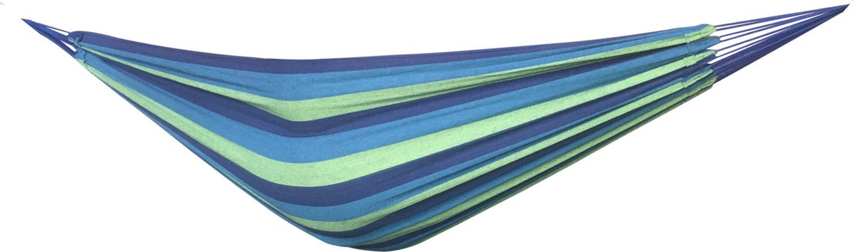 Hangmat - 200x150 cm - polyester/katoen - groen, blauw