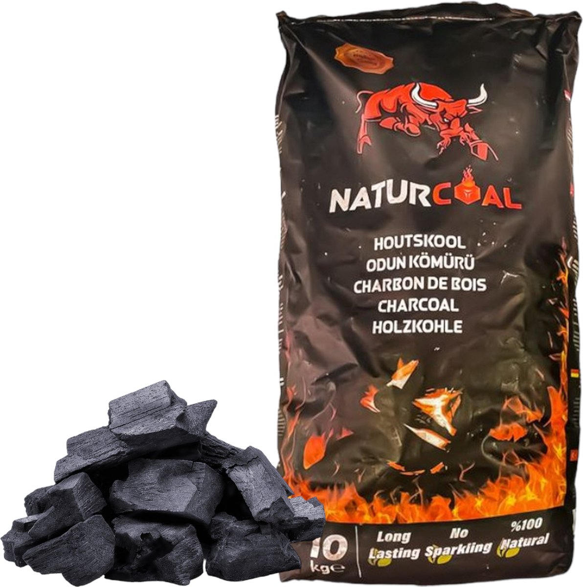 Naturcoal Houtskool - Langduring - Hoge energiewaarde - 100% Natuurlijk - 10kg
