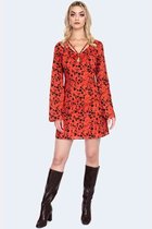 Voodoo Vixen - 60s Bleeding Hearts Print Flare Sleeve Mini jurk - XL - Oranje
