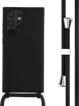 iMoshion Hoesje Geschikt voor Samsung Galaxy S22 Ultra Hoesje Met Koord - iMoshion Siliconen hoesje met koord - Zwart
