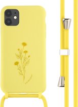 iMoshion Hoesje Geschikt voor iPhone 11 Hoesje Met Koord - iMoshion Siliconen design hoesje met koord - Geel / Flower Yellow