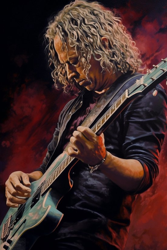 Muziek Posters - Kirk Hammett - Metallica Poster - Abstract Portret - Wanddecoratie - Interieur Design - 61x91