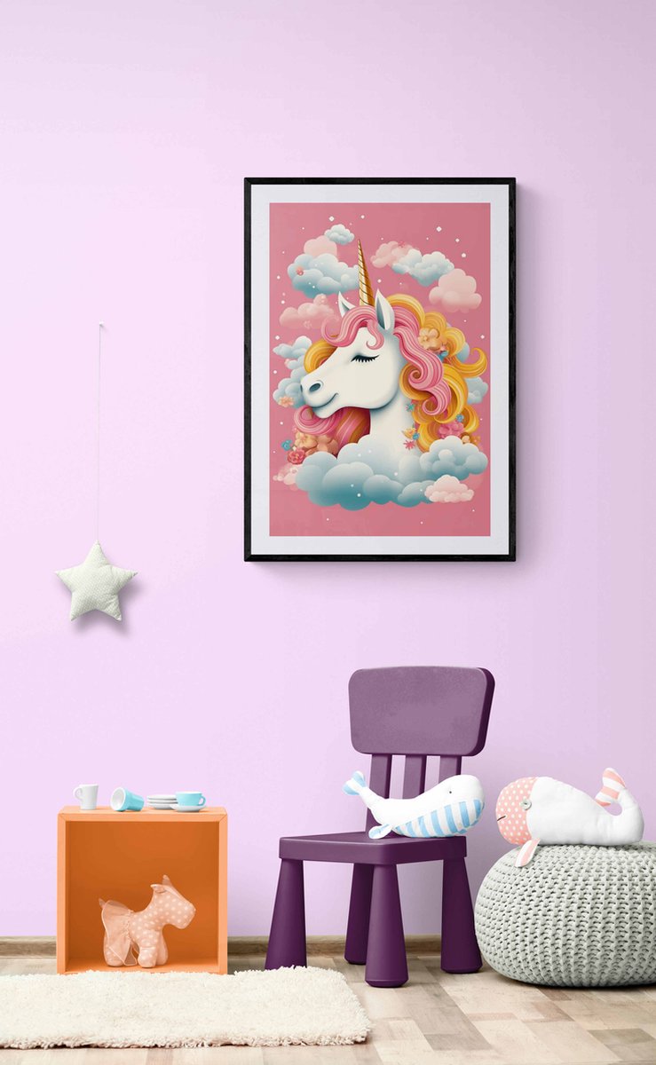 Affiche Kinder - Licorne - Unicorn - Dessin Animé - 61x91