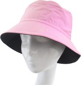 Bucket hat- Effen-Vissershoeden- Katoen-Heren- Dames- Unisex- Tweekanten gebruik- Licht roze
