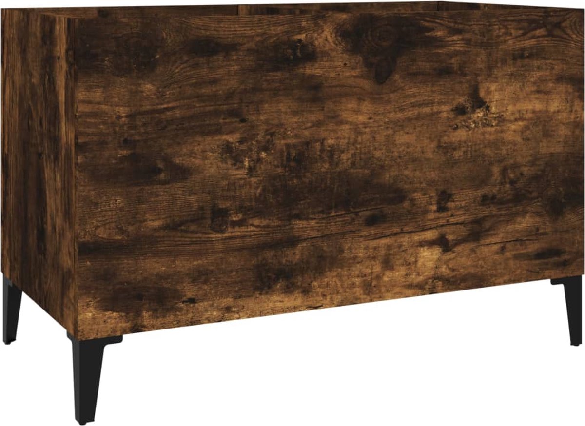 vidaXL - Platenkast - 74,5x38x48 - cm - bewerkt - hout - gerookt - eikenkleurig