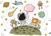 Fotobehang - Vlies Behang - Astronaut op de Maan - Ruimte - Heelal - Kinderbehang - 312 x 219 cm