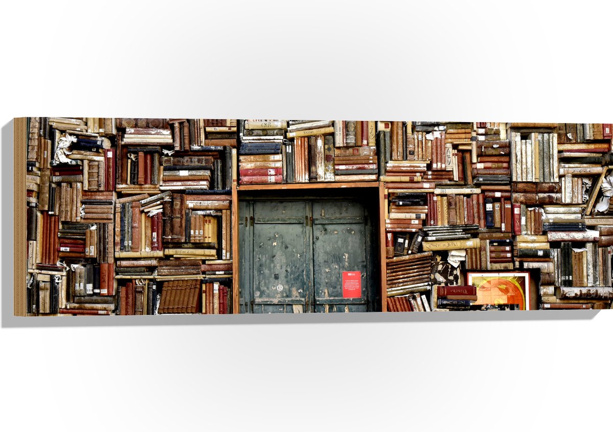 Hout - Deur in Boekenkast - 90x30 cm - 9 mm dik - Foto op Hout (Met Ophangsysteem)