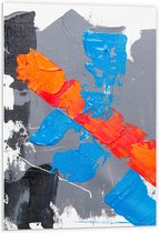 PVC Schuimplaat- Grijze, Blauwe en Oranje Verfvakken op Witte Achtrgrond - 60x90 cm Foto op PVC Schuimplaat