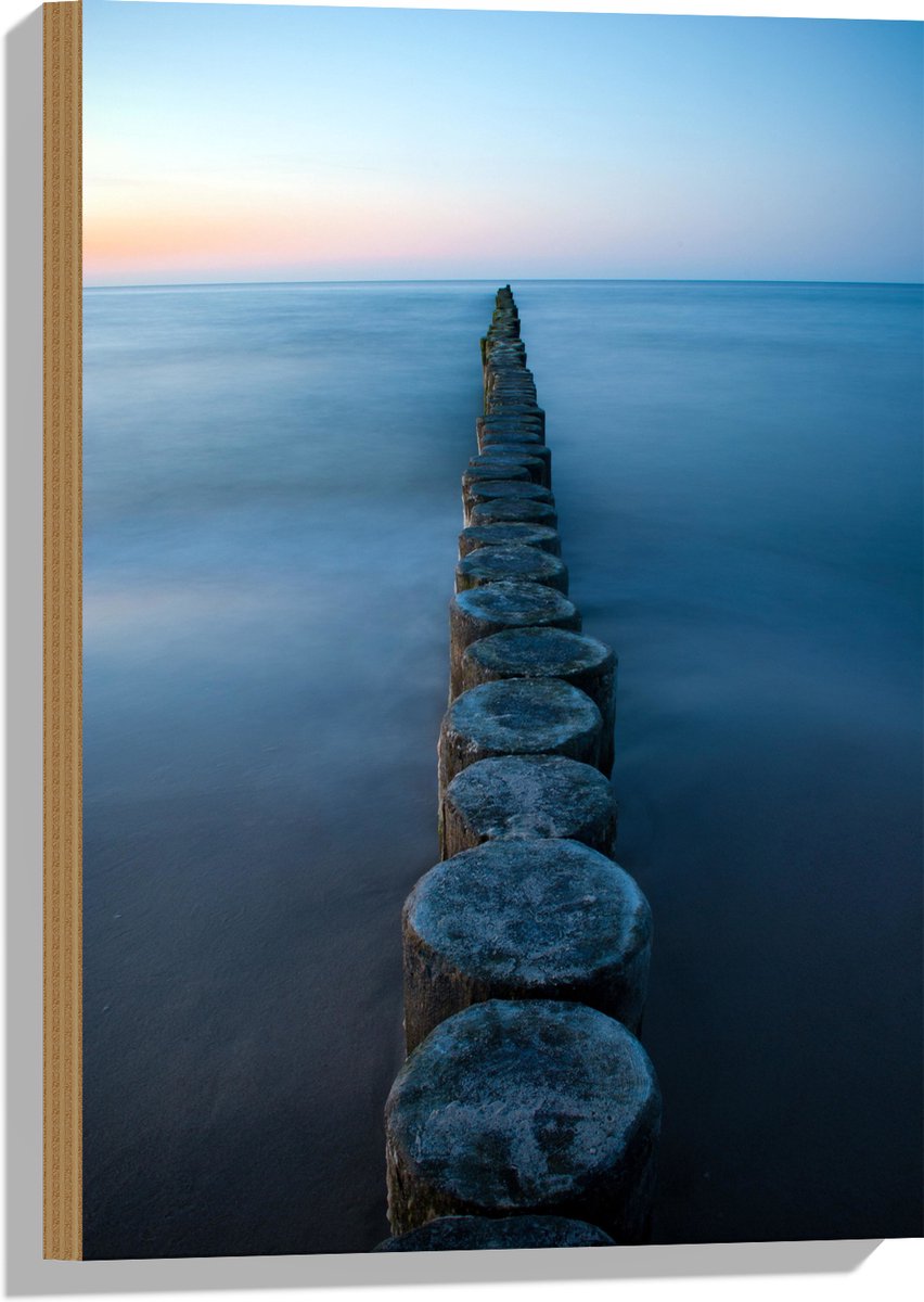 Hout - Strand - Zand - Zee - Palen - Hout - 40x60 cm - 9 mm dik - Foto op Hout (Met Ophang
