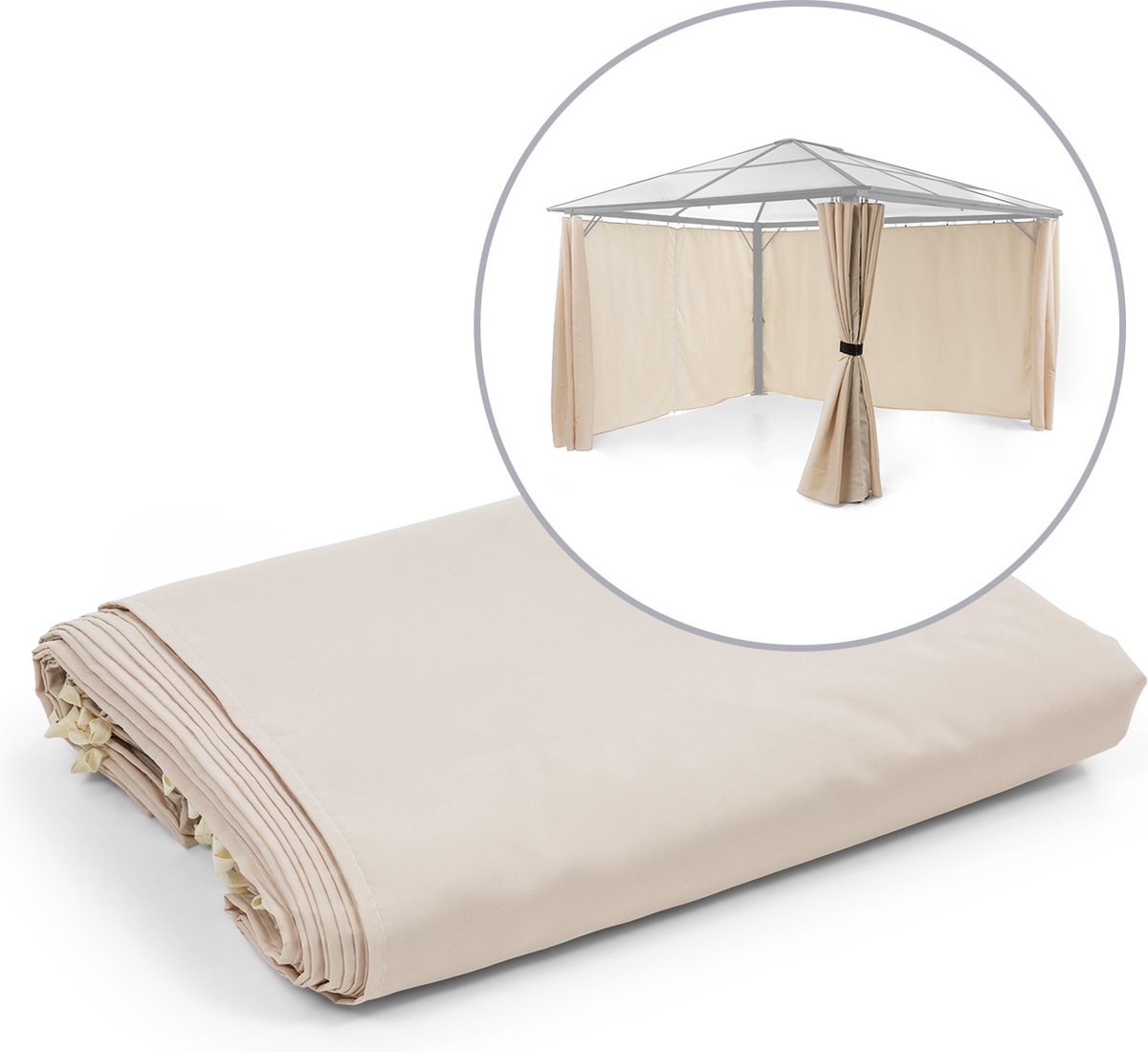 Blumfeldt Pantheon Solid Sky zijwanden voor paviljoen partytent 3 x 4m 4 stuks Polyester 140g m² Robuust polyester materiaal Windbestendig Waterafstotend Beige