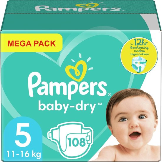 Pampers - Bébé Dry - Taille 5 - Mega Pack - 108 couches