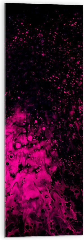 Acrylglas - Mix van Roze Vlekken op Zwarte Ondergrond - 30x90 cm Foto op Acrylglas (Wanddecoratie op Acrylaat)