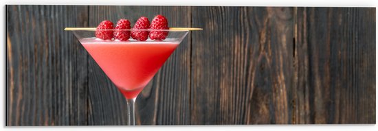 Dibond - Roze Cocktail met Frambozen - 60x20 cm Foto op Aluminium (Met Ophangsysteem)