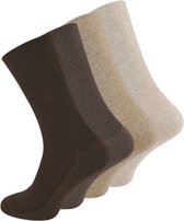 4 pack diabetes sokken - Niet Knellend - Zonder elastische boord - Bruin Mix - Maat 39-42