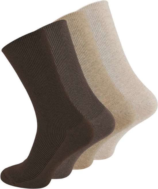 4 pack diabetes sokken - Niet knellend - Zonder elastische boord - Bruin Mix - Maat 43-46