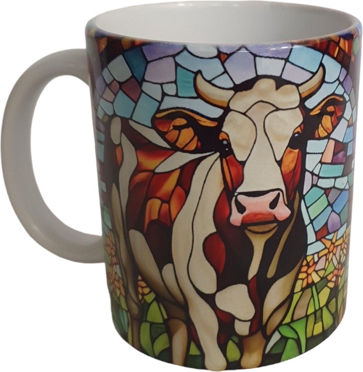 Beker Koe - Cow - Boerderij - Stained glass - Verjaardag geschenk- Mug - Moederdag - Vaderdag - Boer - Boerin