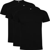 3 Pack Roly Dogo Premium Heren T-Shirt 100% katoen Ronde hals Zwart, Maat XXL