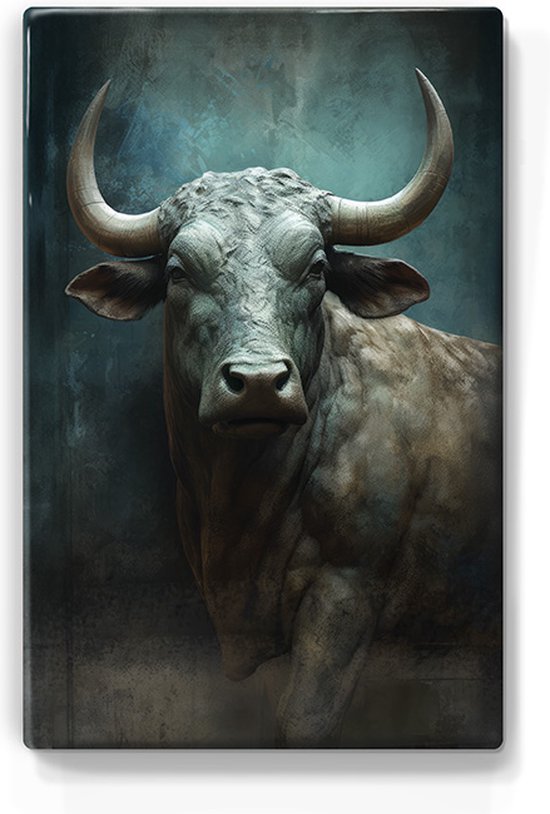 Taureau en bronze - Impression laquée - 19,5 x 30 cm - Indiscernable d'une véritable peinture sur bois peinte à la main - Plus belle qu'une impression sur toile. -LP354