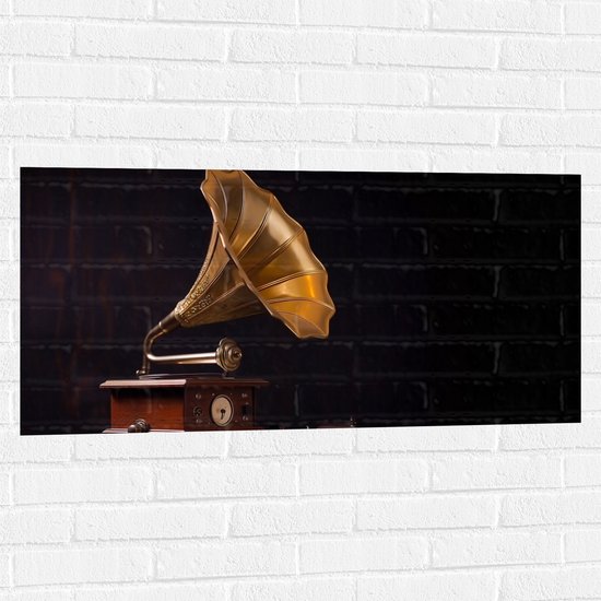 Muursticker - Antieke Grammofoon - 100x50 cm Foto op Muursticker