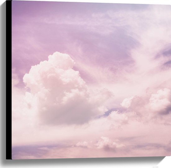 Canvas - Wolkenvelden in Pastelkleurige Lucht - 60x60 cm Foto op Canvas Schilderij (Wanddecoratie op Canvas)