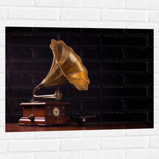 Muursticker - Antieke Grammofoon - 80x60 cm Foto op Muursticker