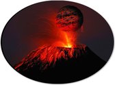 Dibond Ovaal - Berg - Vulkaan - Vuur - Lava - Zwart - Rood - 28x21 cm Foto op Ovaal (Met Ophangsysteem)