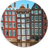 PVC Schuimplaat Muurcirkel - Traditionele Grachtenpanden van Amsterdam in Verschillende Kleuren - 70x70 cm Foto op Muurcirkel (met ophangsysteem)