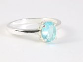 Bague fine en argent brillant avec topaze bleue - taille 18