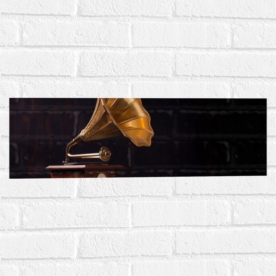 Muursticker - Antieke Grammofoon - 60x20 cm Foto op Muursticker