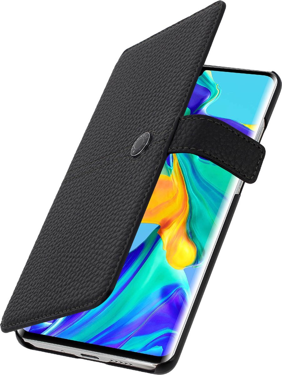 Façonnable, Hoesje voor Huawei P30 Pro Folio Sellier met gelakte knop, Zwart