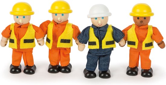 Tidlo Houten Poppetjes Bouwvakkers Set Van 4