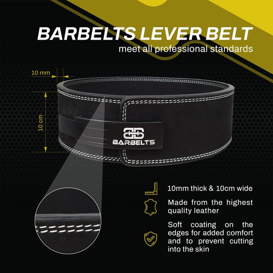 Barbelts lever belt 10mm - powerlift riem - grijs - M - Barbelts