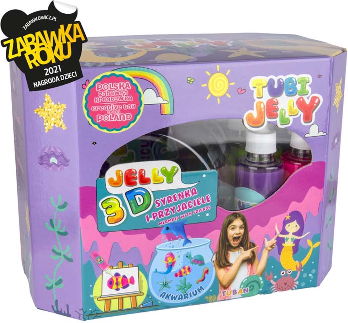 TUBI JELLY SET WITH 8 COLORS AND BIG AQUARIUM MERMAID