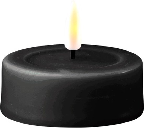 Deluxe Homeart groot waxinelicht - Waxinelichtjes 2 stuks - Led kaars - Elektrische kaarsen - Waxinelichtjes led - Kunstkaarsen - Led kaarsen op batterijen - Led kaarsen met bewegende vlam - Zwart
