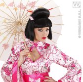 Widmann - Pruik, Geisha Met Bloem En Chopsticks - Zwart - Carnavalskleding - Verkleedkleding