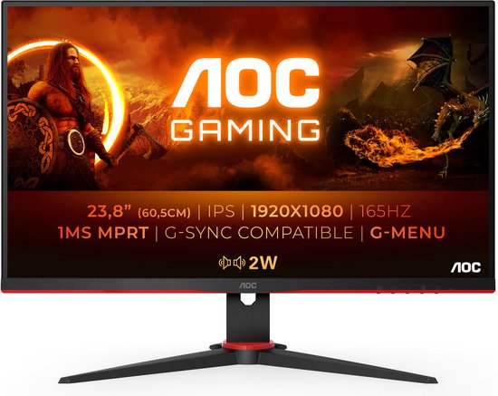 AOC 24G2SPU - Full HD IPS Gaming Monitor - G-Sync Compatible - Verstelbaar - 24 inch - 165hz