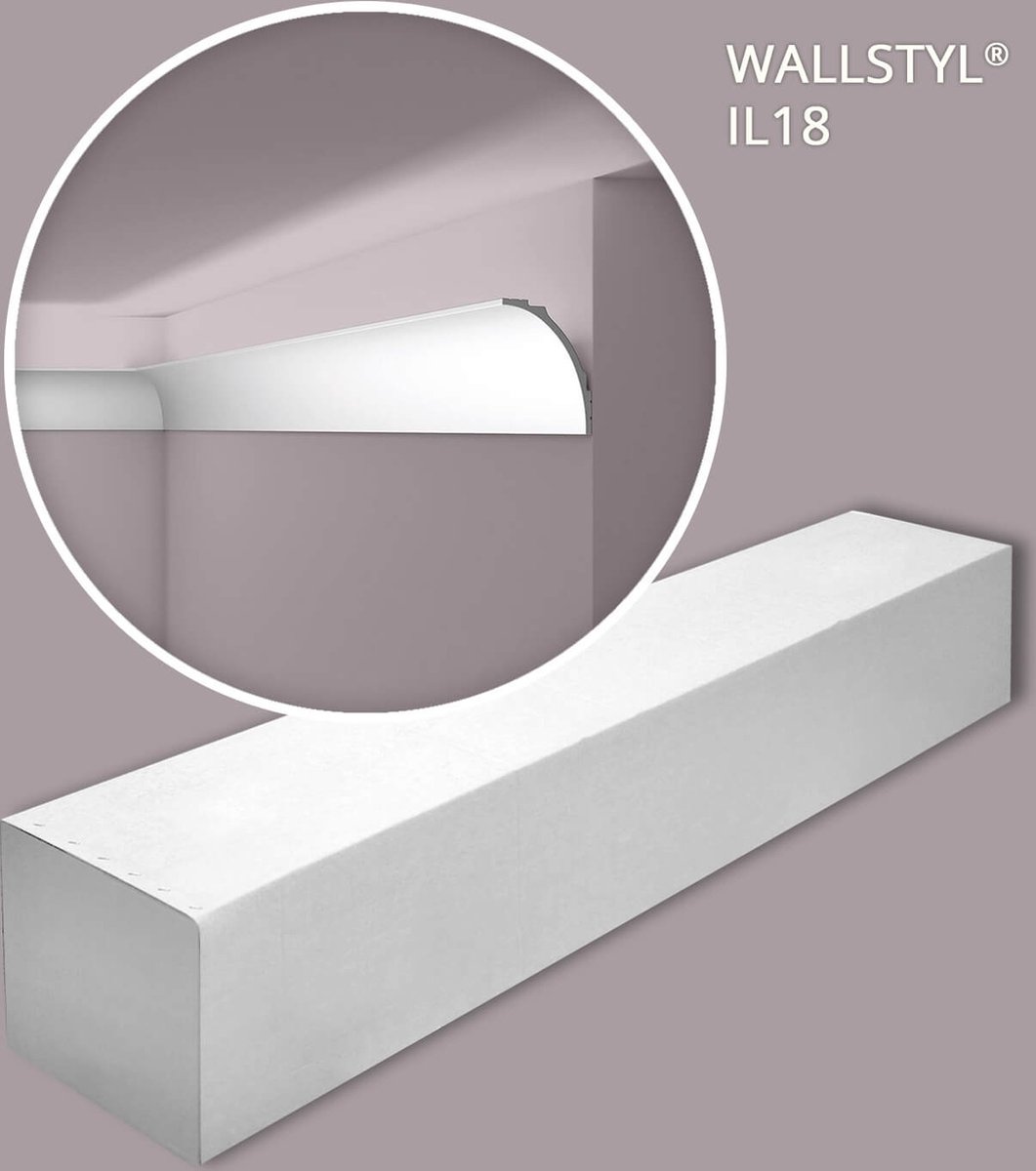 NMC IL18-box WALLSTYL Noel Marquet 1 doos 4 stukken Kroonlijst Indirecte verlichting tijdeloos klassieke stijl grijs | 8 m