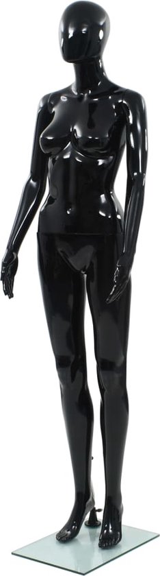 vidaXL-Etalagepop-vrouwelijk-met-glazen-voet-175-cm-glanzend-zwart