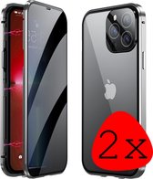 Hoes Geschikt voor iPhone 13 Pro Max Hoesje Magnetisch Back Cover Case - Hoesje Geschikt voor iPhone 13 Pro Max Hoes 360 graden Bescherming Case - Zilver - 2 Stuks.
