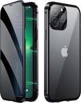 Coque iPhone 13 Pro Max Coque en Glas trempé double face - Coque iPhone 13 Pro Max avec adsorption magnétique - Zwart