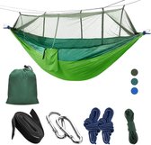 Hangmat met muggennet, draagriem en karabijnhaak van parachutenylon, draagvermogen tot 300 kg, tuin, reizen, camping, hangmat