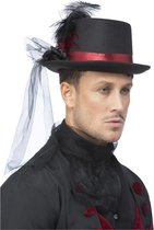 Smiffy's - Costume de vampire et Dracula - Chapeau de Master vampire avec tulle - Zwart - Halloween - Déguisements