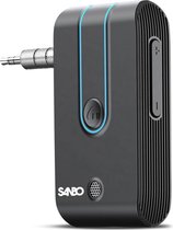 Sanbo Bluetooth Receiver - Verbind 2 Apparaten Tegelijk - Zwart / Blauw - Bluetooth Ontvanger - Handsfree Bellen - Audio Receiver
