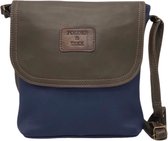 POLDER & DIKE - sac porté épaule / bandoulière - Florence - bleu - Bleu Jeans / Chocolat - cuir véritable