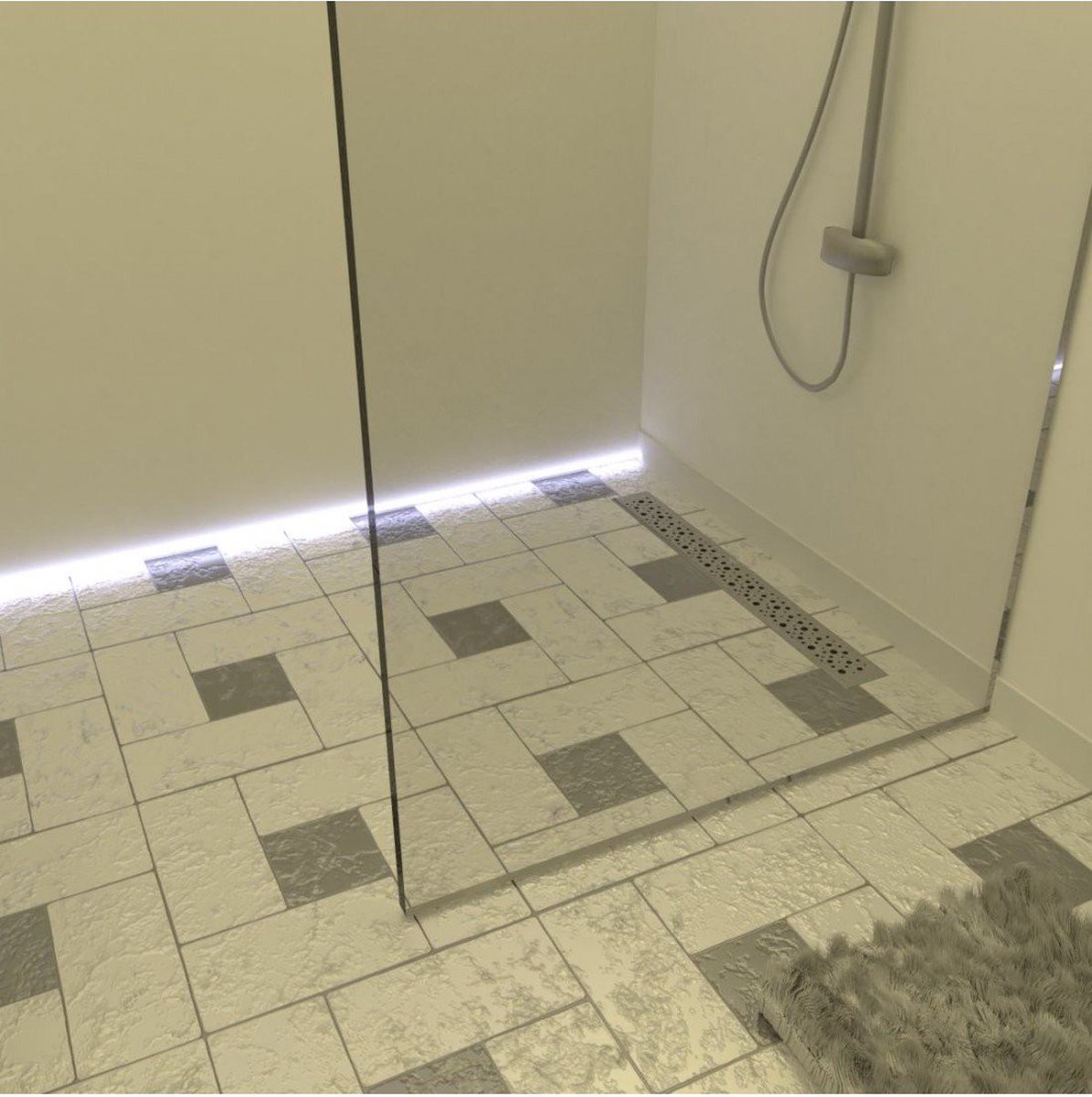 Betegelbare doucheplaat 90 x 185 cm Wiper OneWay douchegoot type