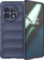 Mobigear Hoesje geschikt voor OnePlus 11 Telefoonhoesje Flexibel TPU | Mobigear Bumpy Backcover | 11 Case | Back Cover - Donkerblauw