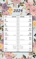 MGPcards - Omlegweekkalender 2024 - Week begint op Maandag - Bloemen - Pastel Roze