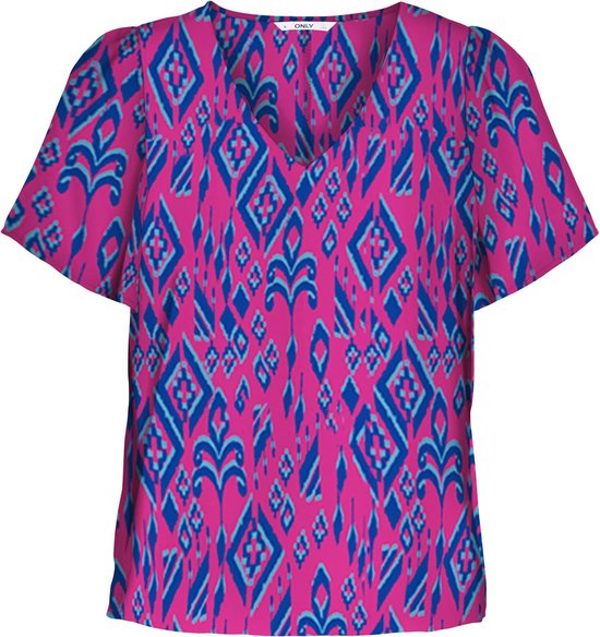 Only T-shirt Onlalma Life Poly S/s V-neck Top Ao 15233223 Fuchsia Purple/ 446 Rockin Dames Maat - M