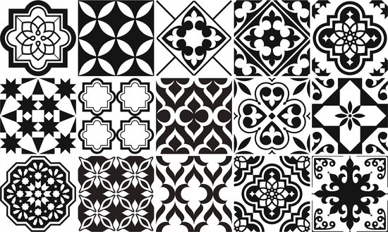 Ulticool Decoratie Sticker Tegels - Achterwand Zwart Wit - 15x15 cm - 15 stuks Plakfolie Tegelstickers Kasten - Plaktegels Zelfklevend - Sticktiles - Badkamer - Keuken
