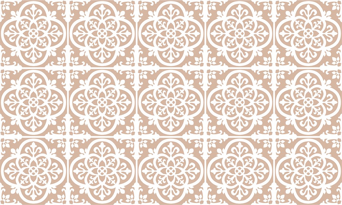 Plaktegels - Zelfklevende Tegels - Ulticool - Mandala Portugees Sepia Beige - Decoratie Sticker Tegels - Accessoires Versiering Achterwand - 15x15 cm - 15 stuks Plakfolie Tegelstickers - Sticktiles - Badkamer - Keuken